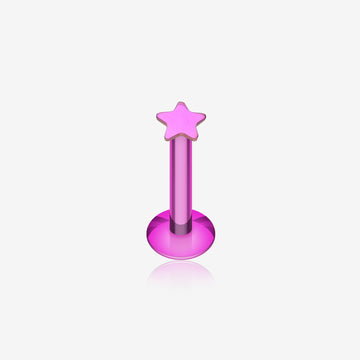 Colorline PVD Star Top Internally Threaded Labret-Purple